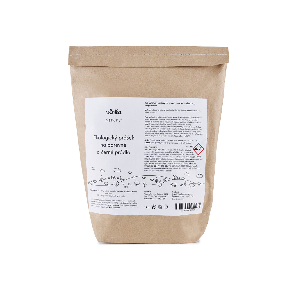 Ekologiskt tvättmedel för kulört- och svarttvätt Woolee 1 kg