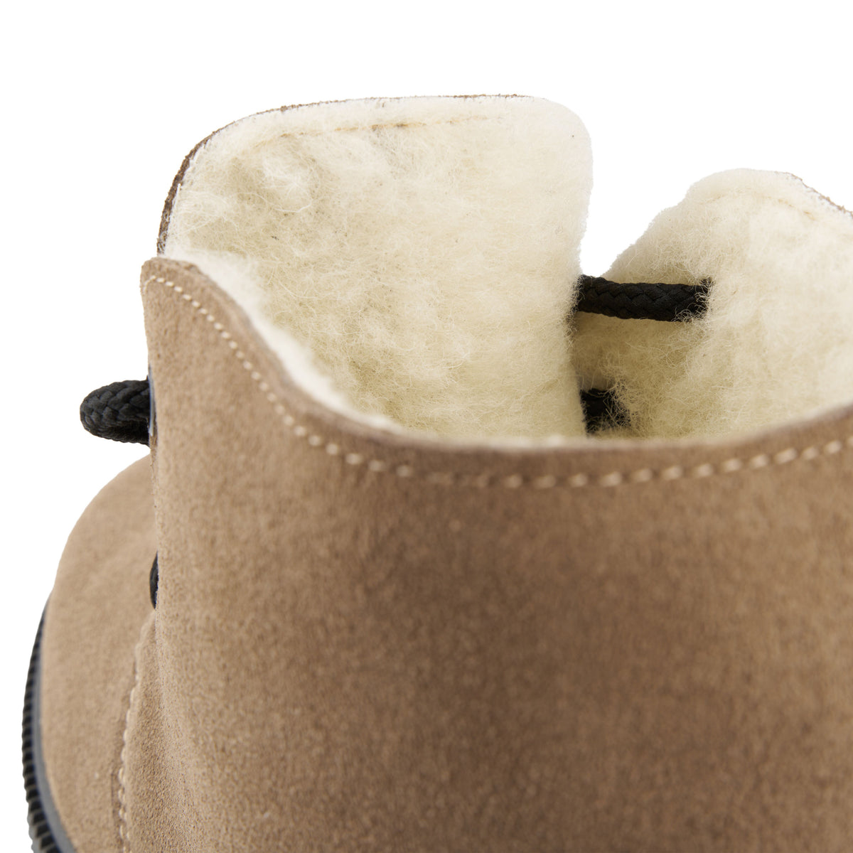 Damlädervinterkängor med fårull Amelie beige