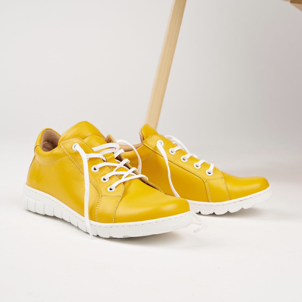 Damlädersneakers Nina gul