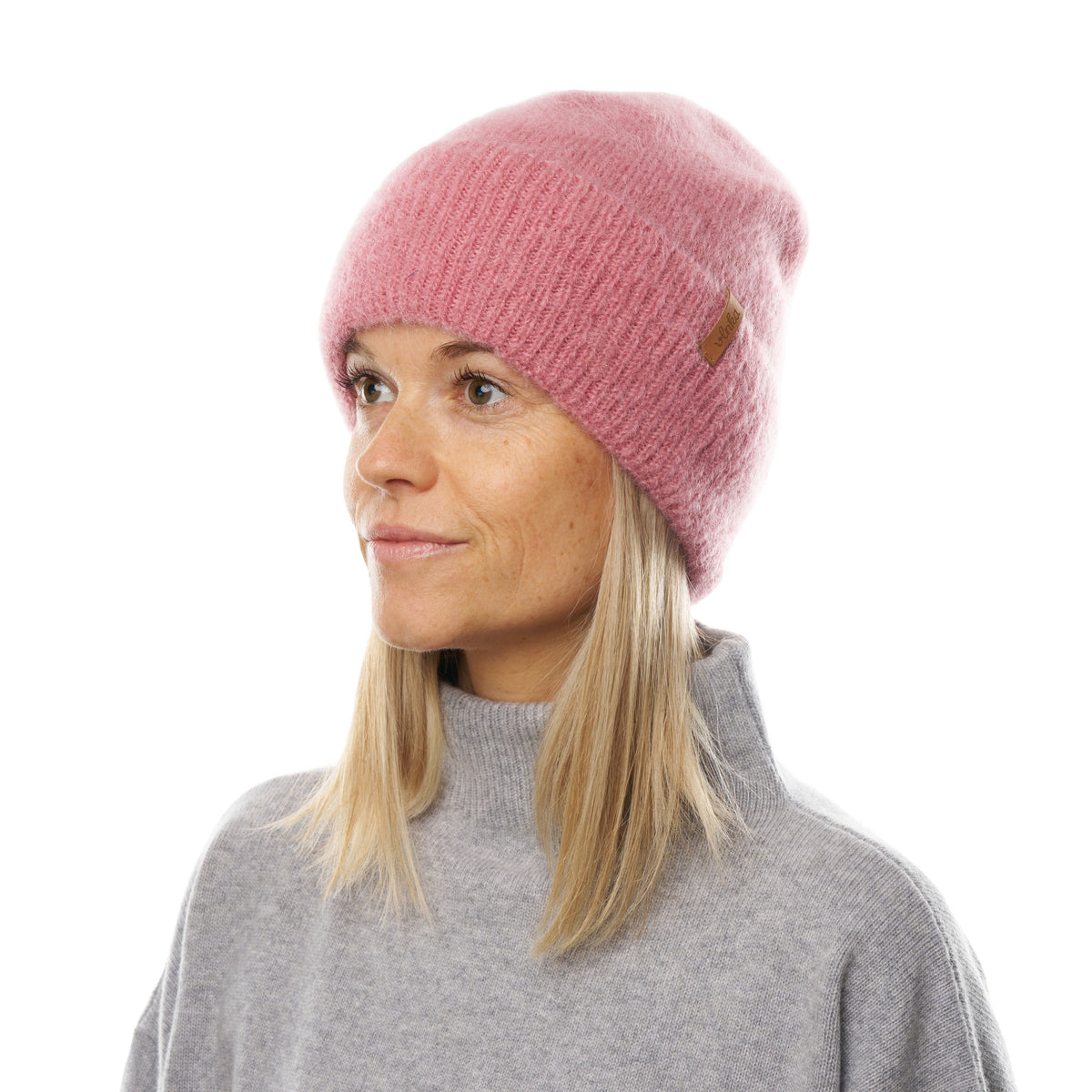Mohair mössa med merinoullfoder Leandro rosa