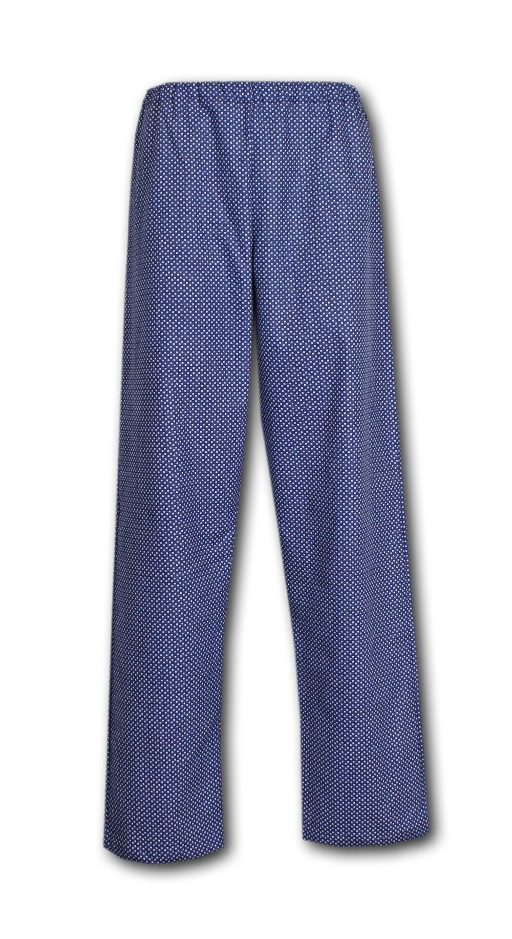 Herr flanellpyjamas med lång ärm med mönster blå