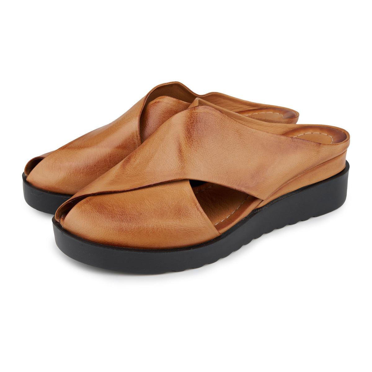 Damläderslip-in-tofflor Helga brun
