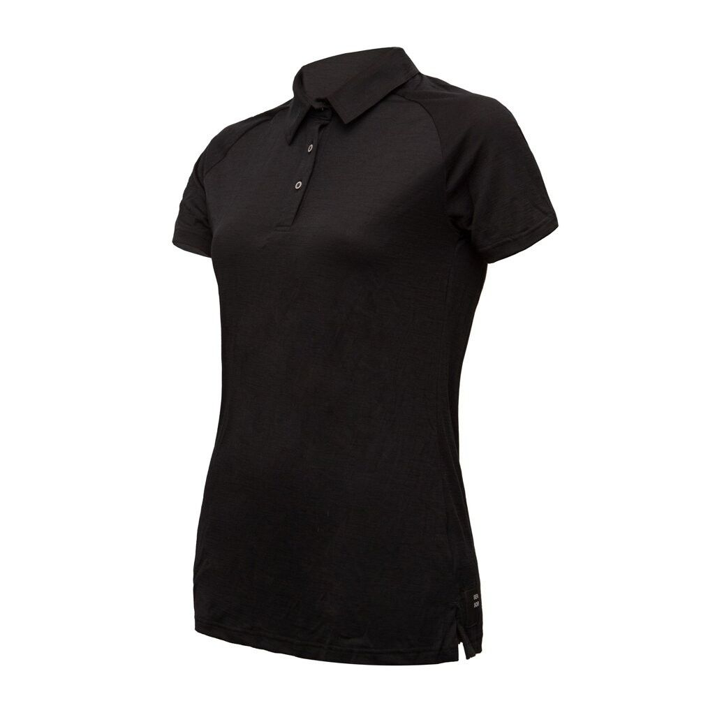 Dam t-shirt med krage Sensor Merino Active POLO svart