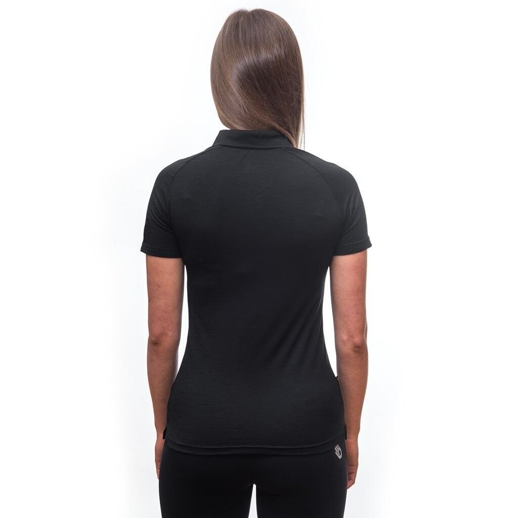 Dam t-shirt med krage Sensor Merino Active POLO svart