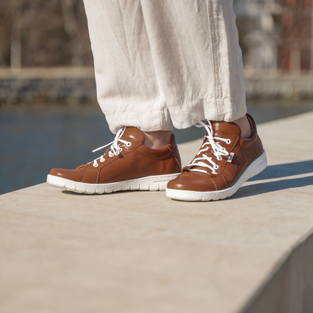 Damlädersneakers Nina brun