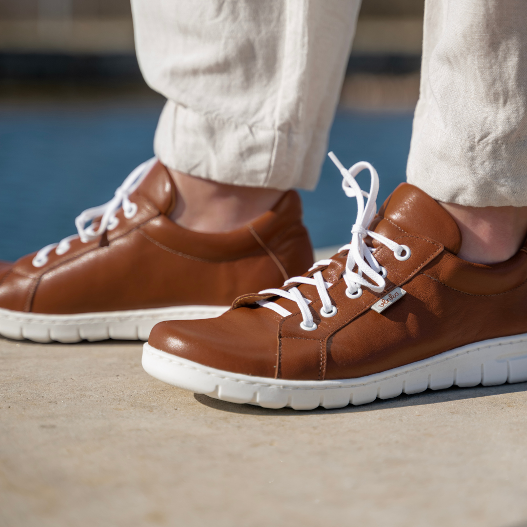 Damlädersneakers Nina brun
