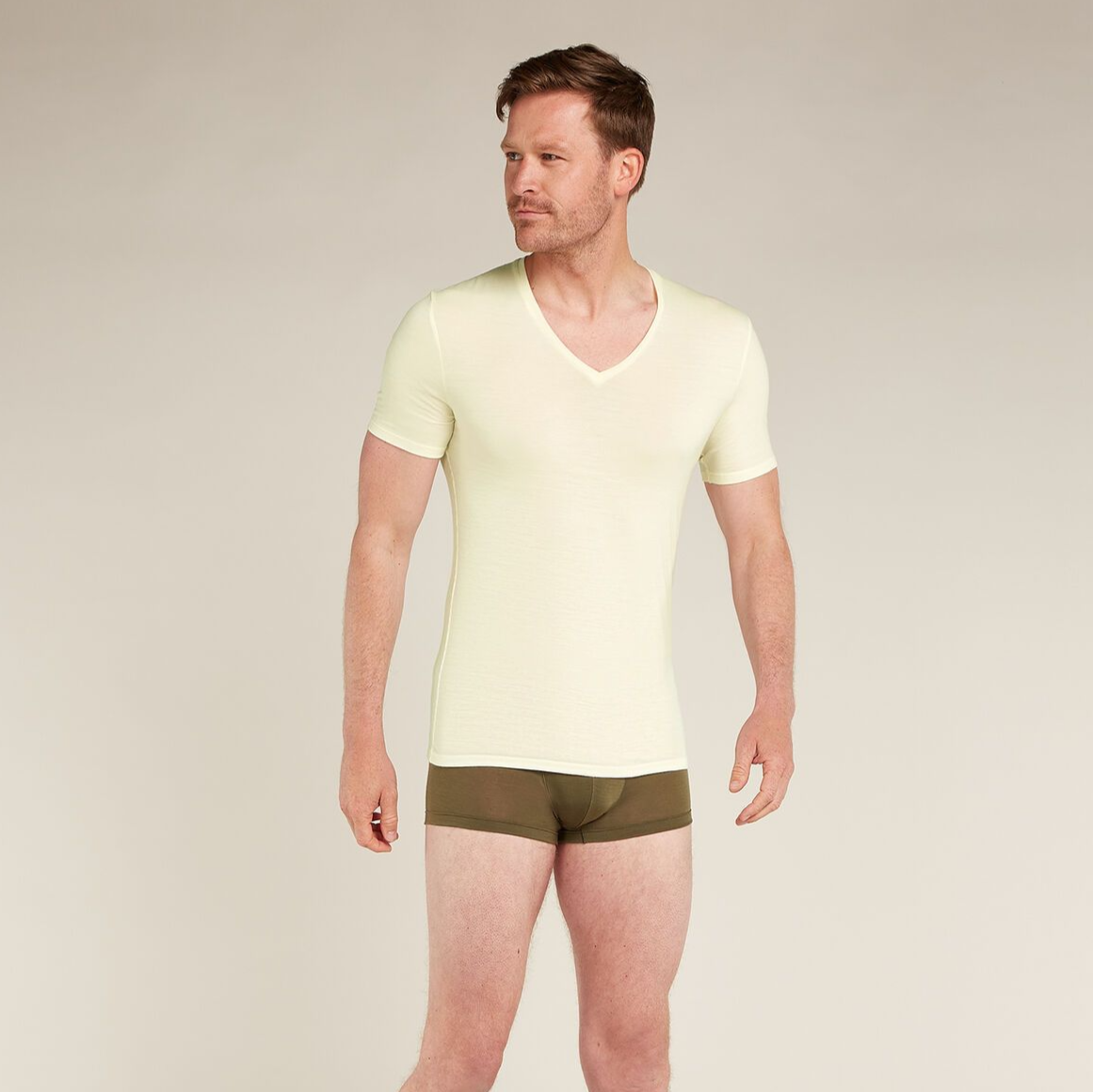 Herr t-shirt Merino 150 Anatomica SS V Icebreaker Ofärgad
