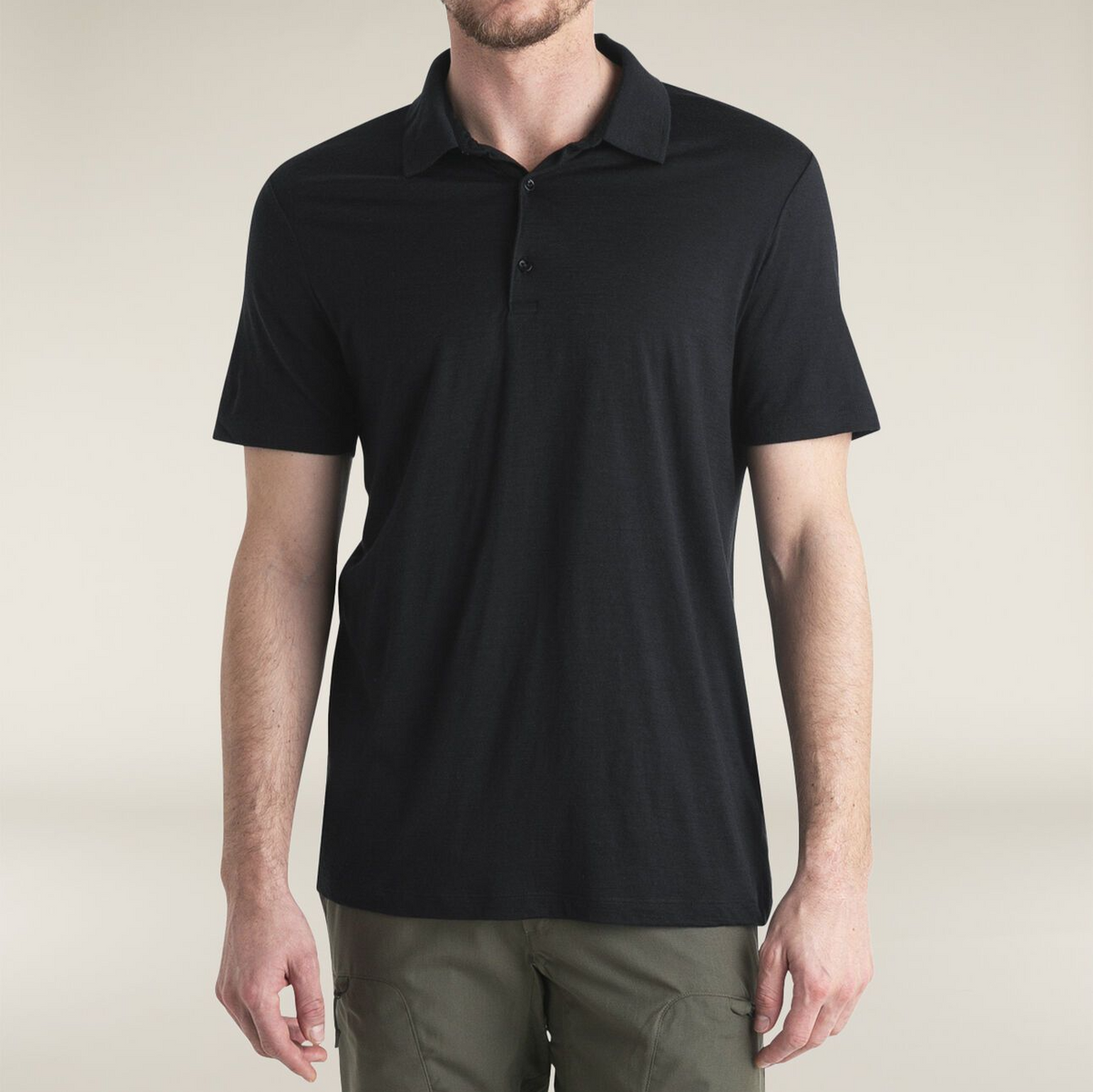 Herr merinoull t-shirt 150 Tech Lite SS Polo Icebreaker svart