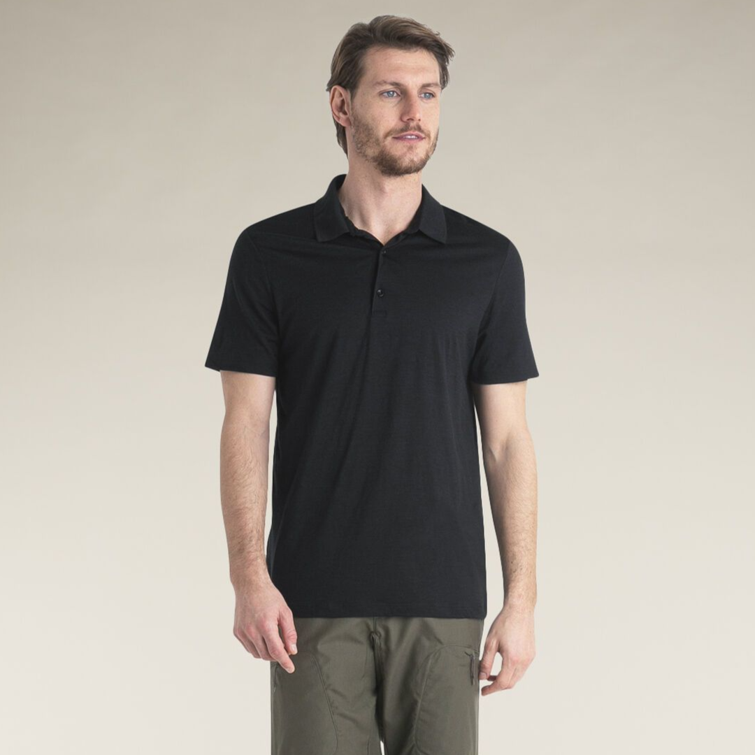 Herr merinoull t-shirt 150 Tech Lite SS Polo Icebreaker svart