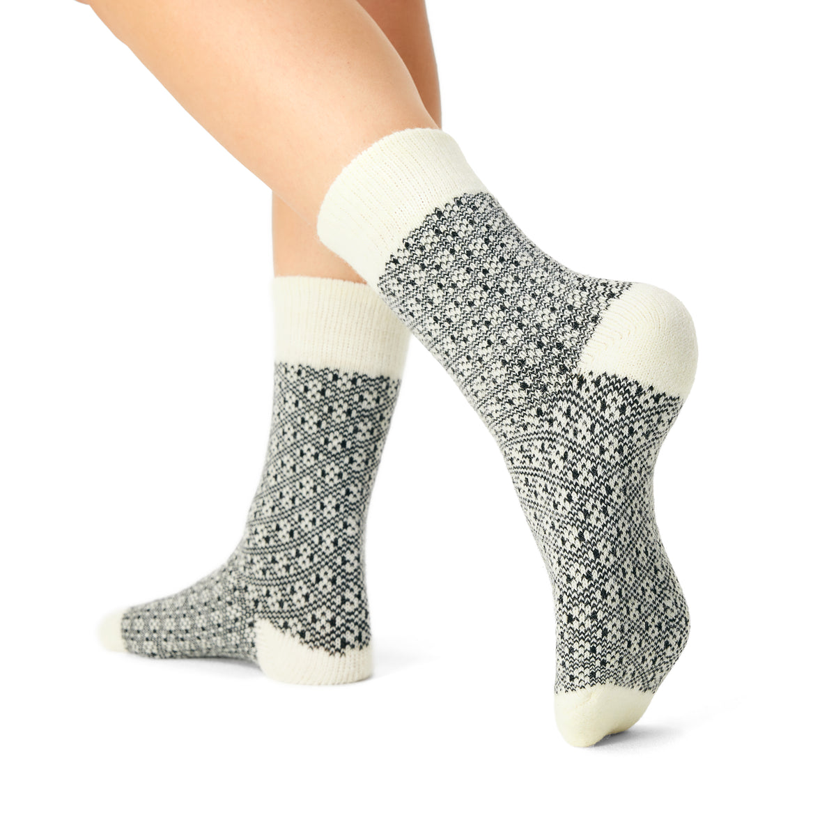 Strumpor med merinoull jacquard svart