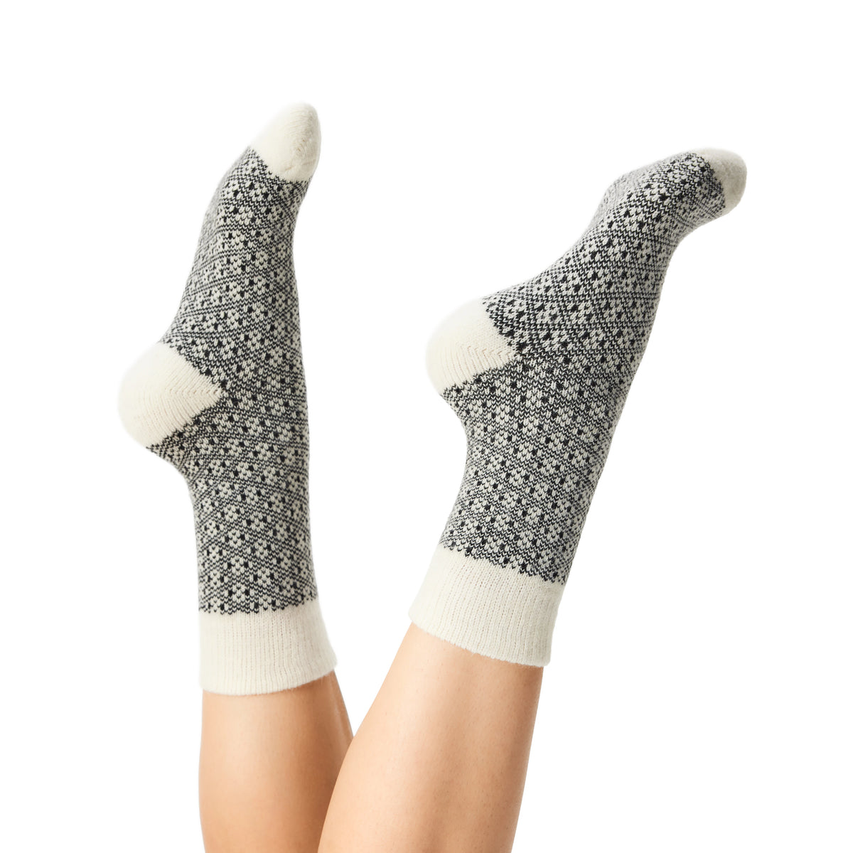 Strumpor med merinoull jacquard svart