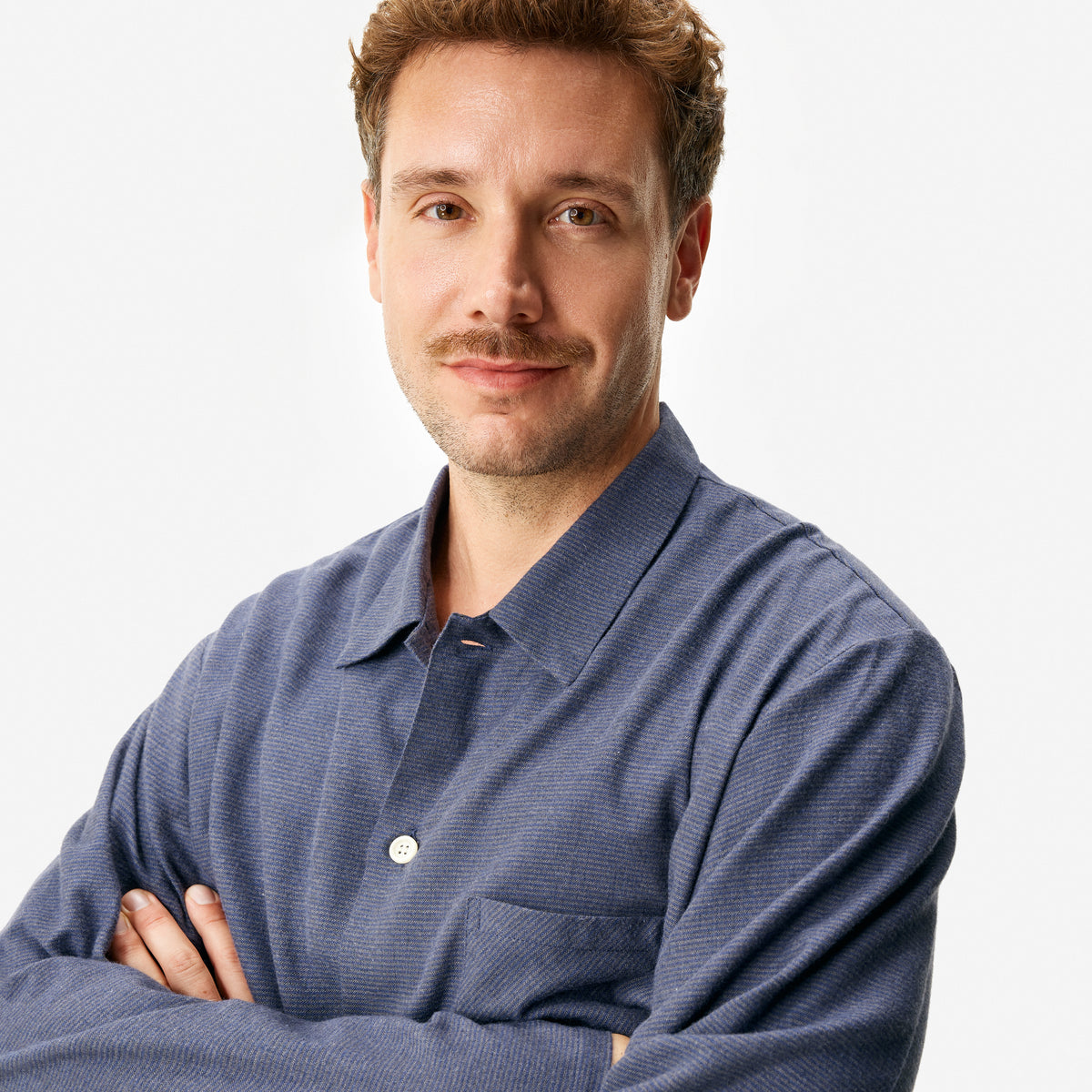 Herr flanellpyjamas av merinoull rand