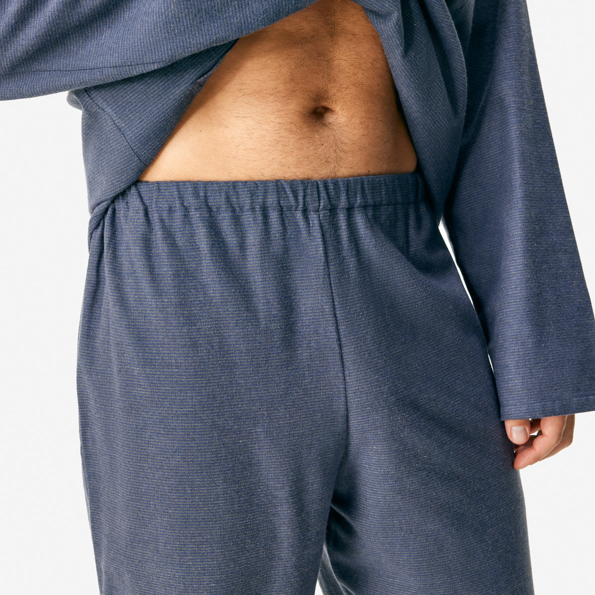 Herr flanellpyjamas av merinoull rand