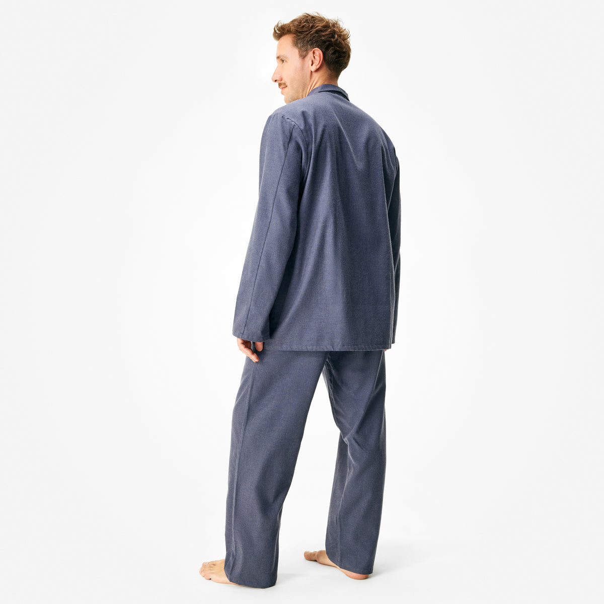 Herr flanellpyjamas av merinoull rand