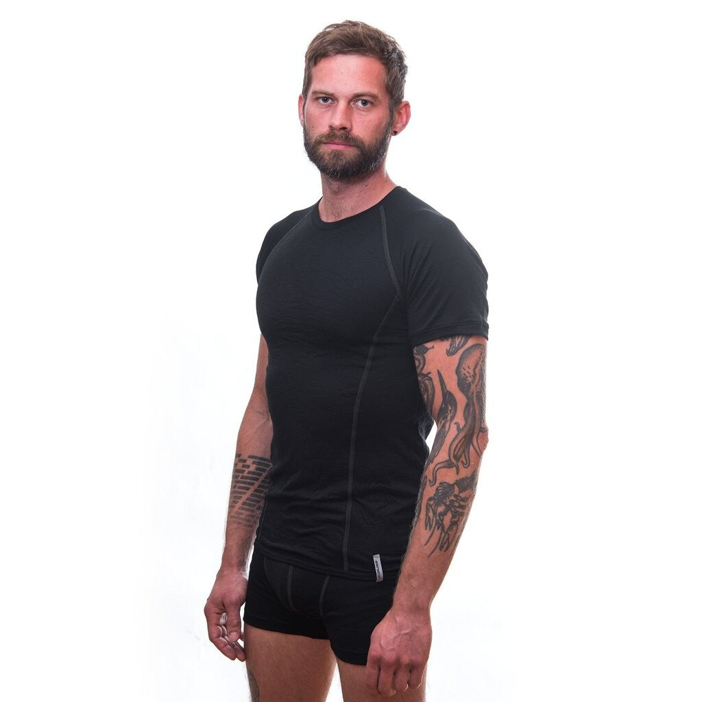 Herr kortärmad funktionströja Sensor Merino Active svart