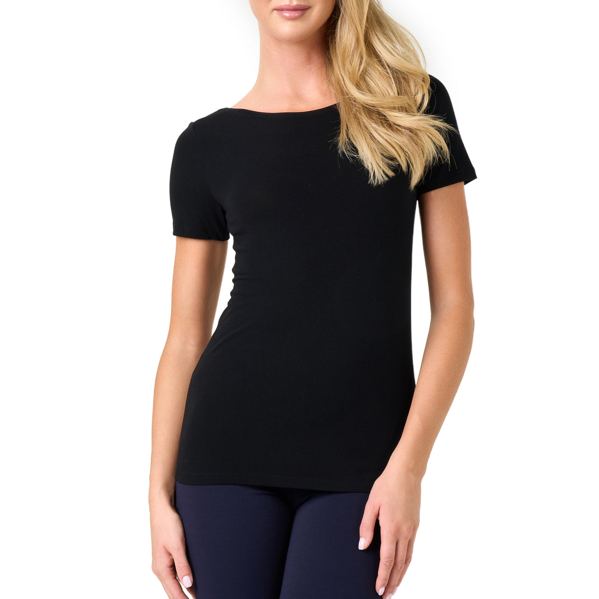 Dam-t-shirt i modal med siden svart