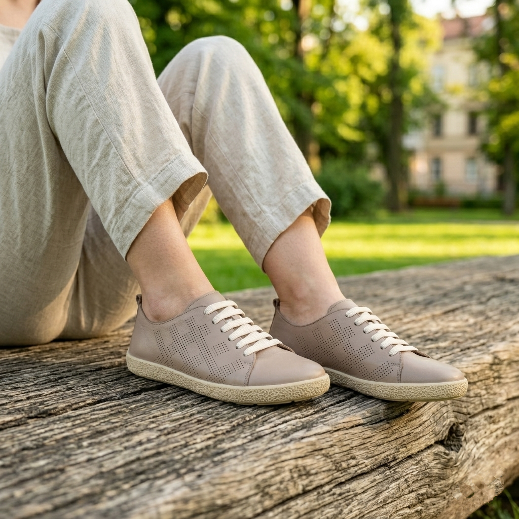 Damlödersneakers för breda fötter Selena brun