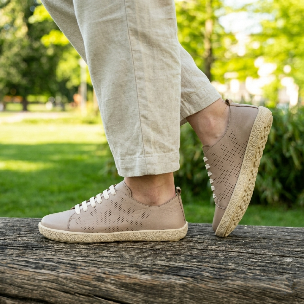 Damlödersneakers för breda fötter Selena brun