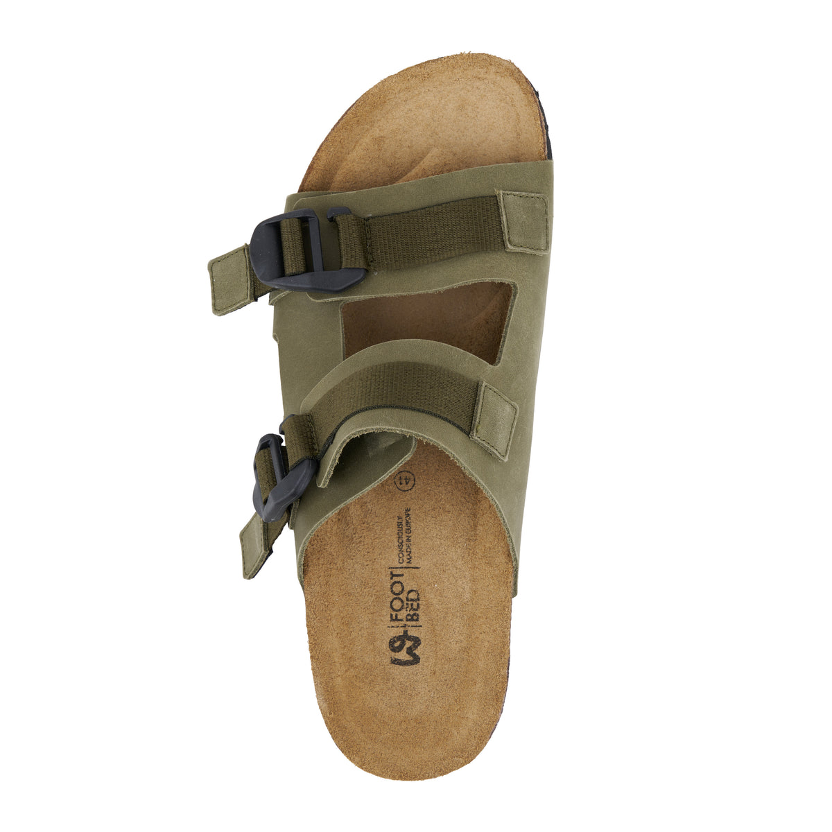 Herrläderslip-in-tofflor med korksula Urban grön