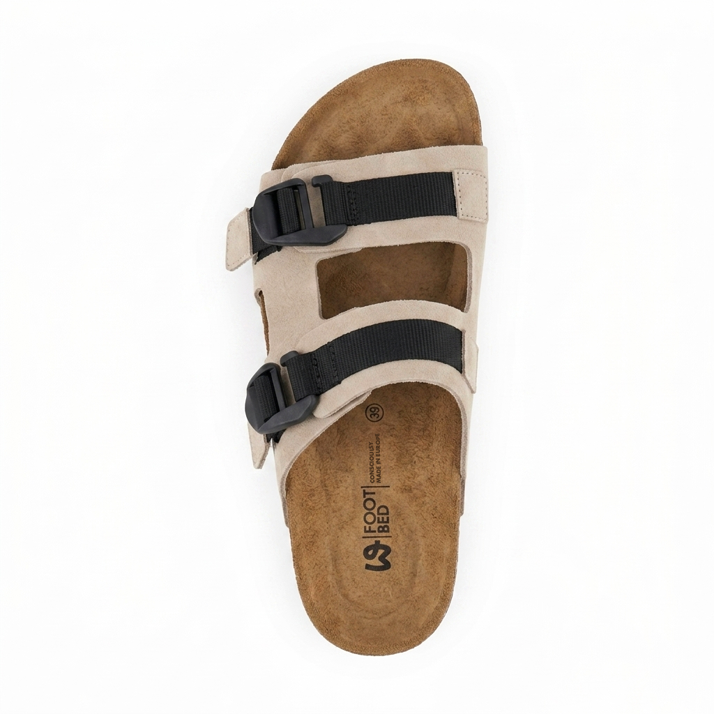 Damläder slip-in-tofflor med korksula Urban beige