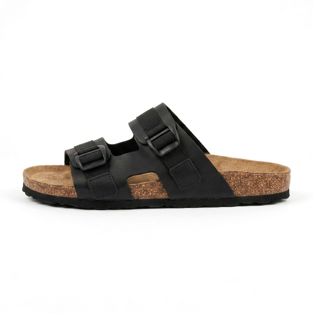 Damläderslip-in-tofflor med korksula Urban svart