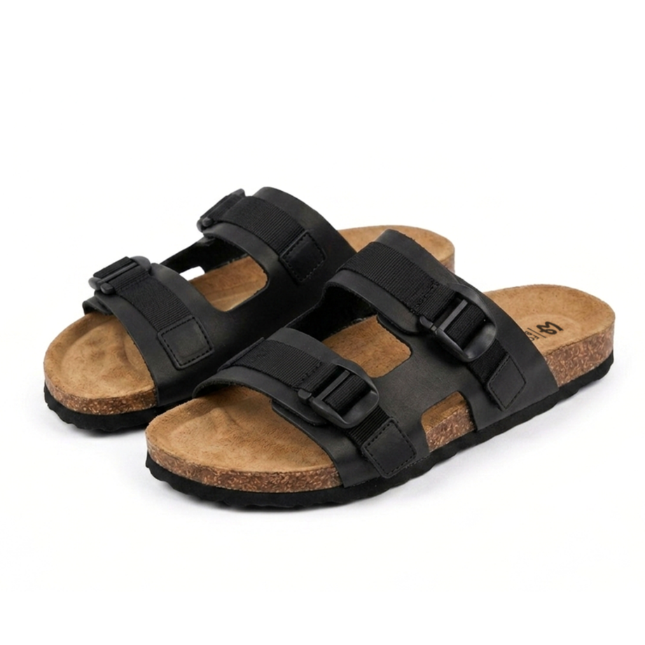Damläderslip-in-tofflor med korksula Urban svart