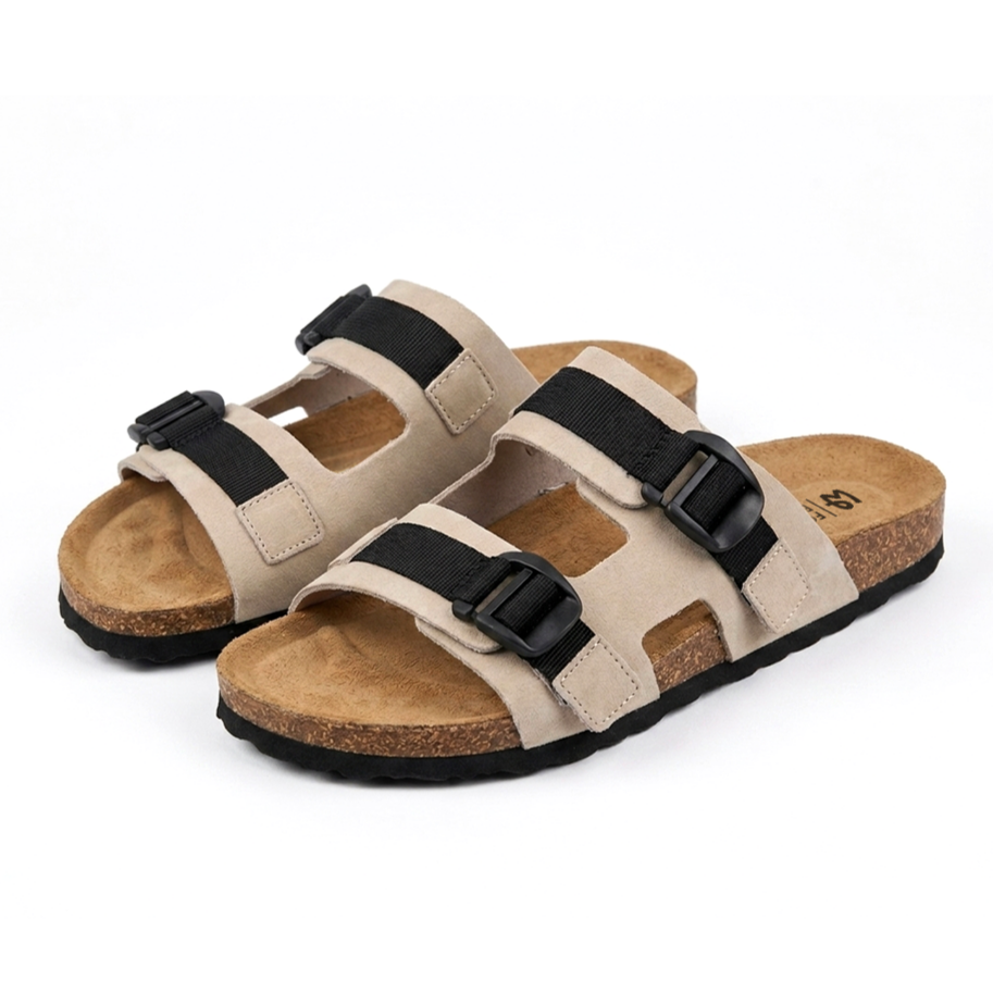 Damläder slip-in-tofflor med korksula Urban beige