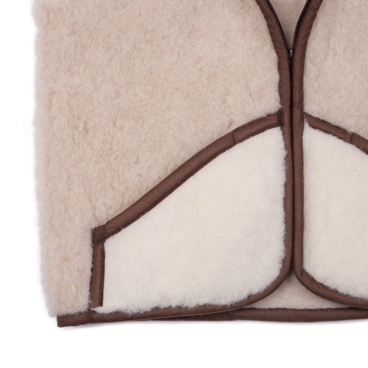 Merinoullsväst med krage tvåfärgad beige
