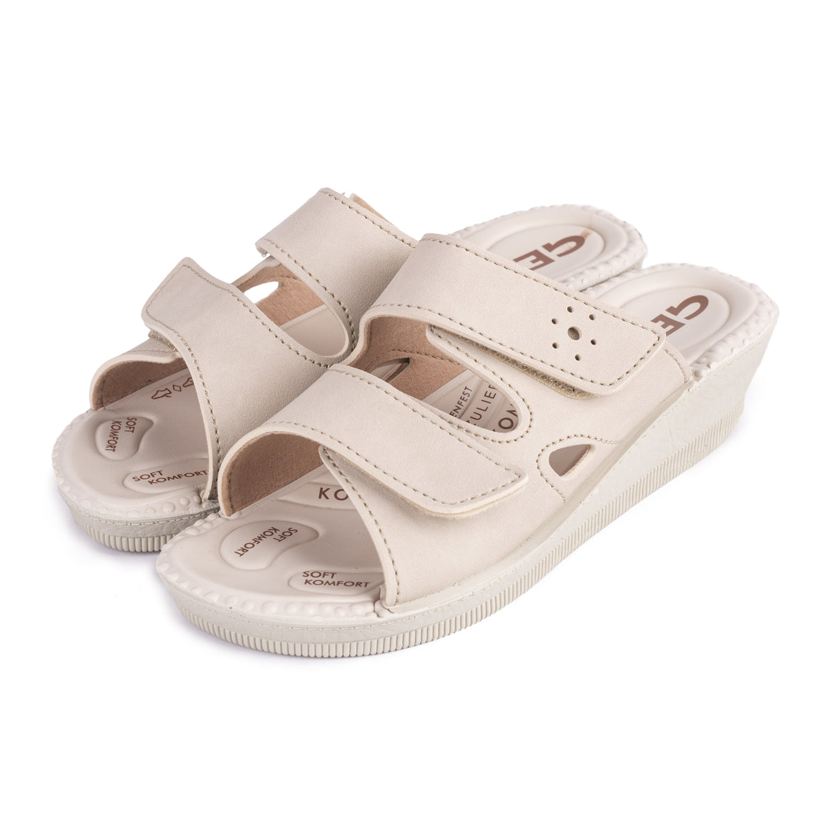 Gel-slip-in-tofflor för dam med kilklack Milena beige