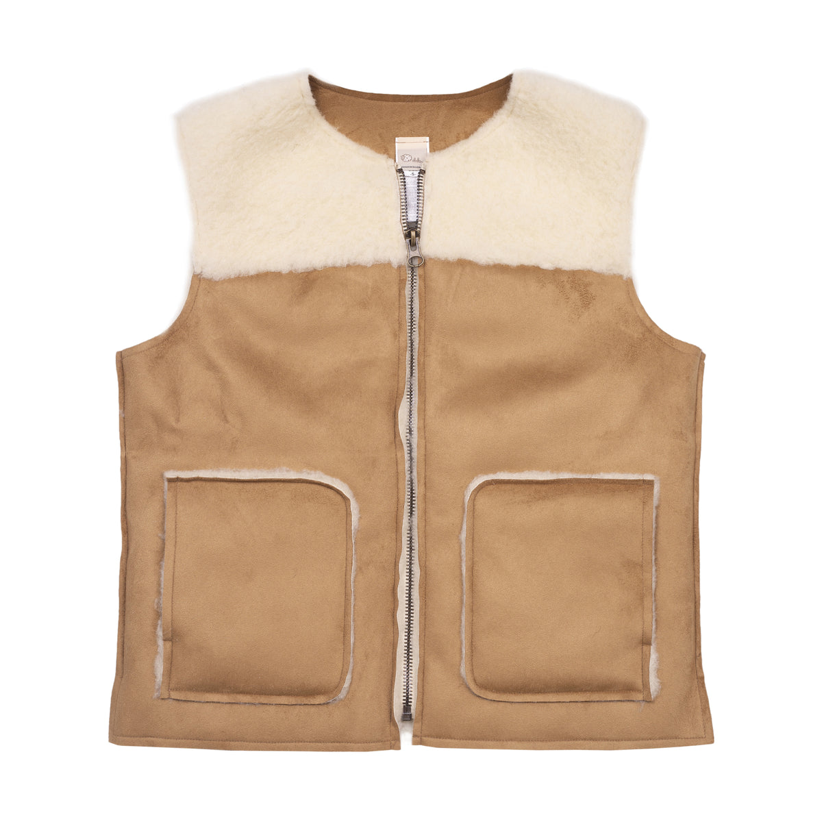 Väst av fårull velour brun