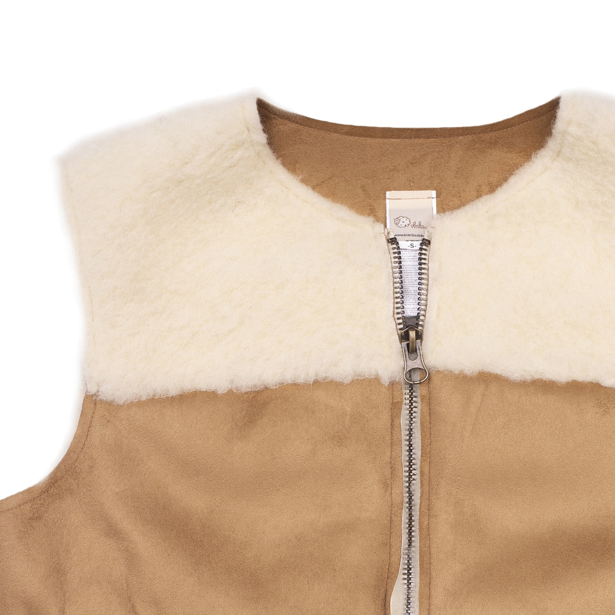 Väst av fårull velour brun