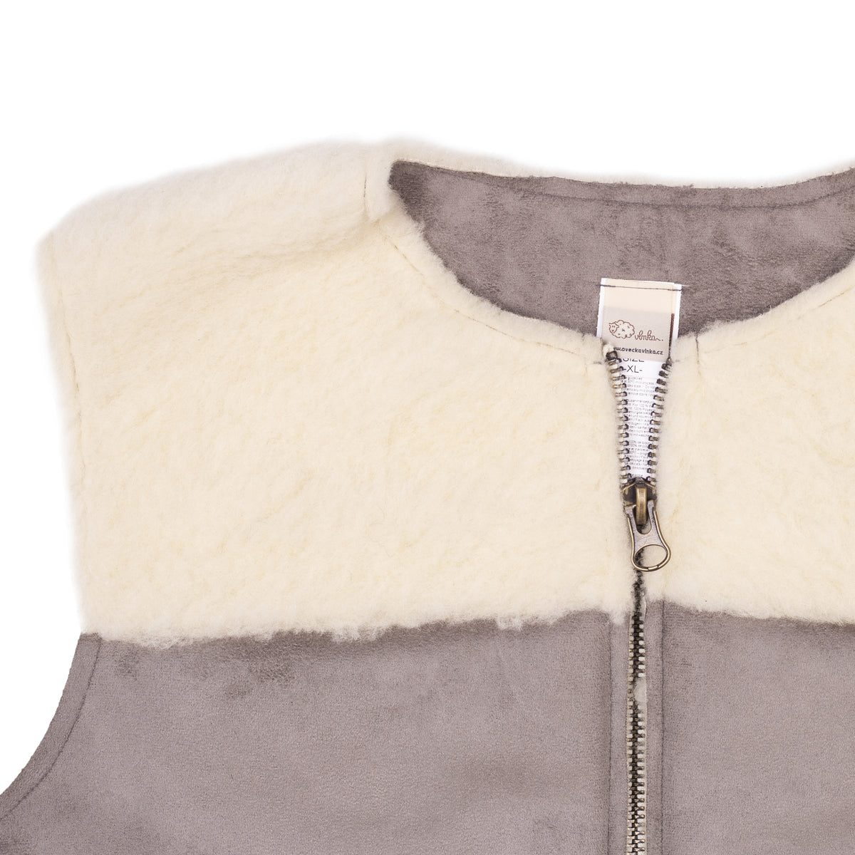 Väst av fårull velour grå